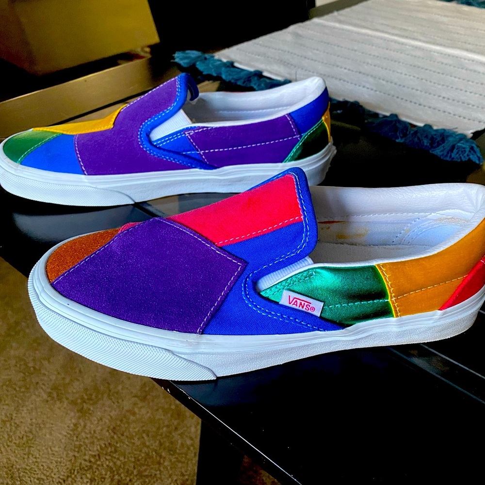 Van’s Classic slip on Pride Patchwork shoes,